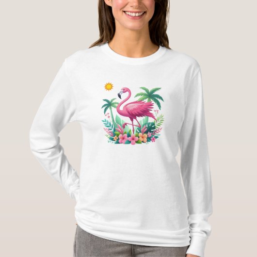 T-shirt Flamingo rose tropicale/Floride (Devant)