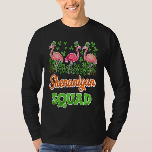 T-shirt Flamingo Shenanigan Squad St Patrick's Day (Devant)