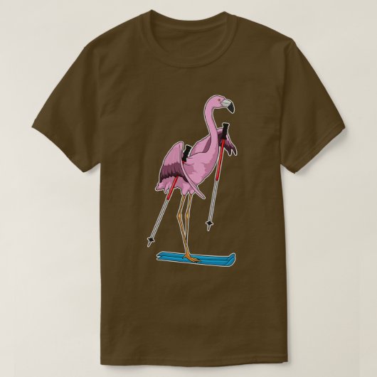 T-shirt Flamingo Skier Ski (Design devant)