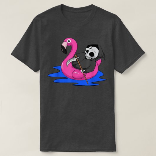 T-shirt Flamingo Summer Funny Grim Reaper Angel Of Death H (Design devant)