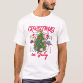 T-shirt Flamingo Tropical Christmas (Devant)
