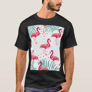T-shirt Flamingo tropical et feuille, motif d'été.