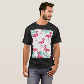 T-shirt Flamingo tropical et feuille, motif d'été. (Devant entier)