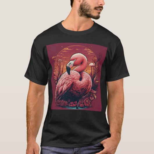 T-shirt Flamingo Under a Sunset Glow (Devant)