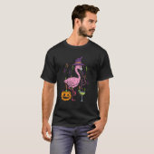 T-shirt Flamingo Witch Happy Halloween Funny Costume Bird (Devant entier)