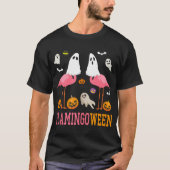 T-shirt Flamingoween Funny Boo Ghost Flamant rose Hallowee (Devant)