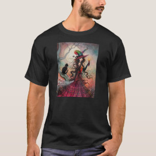 T-shirt Flamme d'octobre Sorcière d'Halloween et Chat Noir