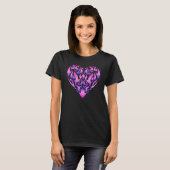 T-shirt Flamme esthétique Coeur pourpre rose feu flamme (Devant entier)