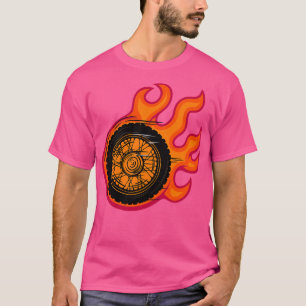 T-shirt Flamme vintage Avec Motorcycle Tire Biker