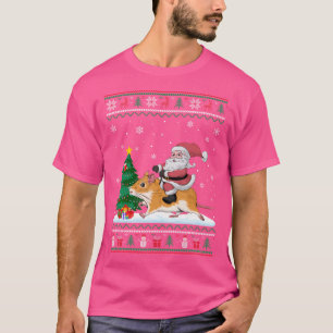 T-shirt Flammes d'arbre de Noël Xmas Père Noël équitation