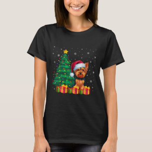T-shirt Flammes de Noël de Terrier Santa Hat