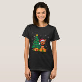 T-shirt Flammes de Noël de Terrier Santa Hat (Devant entier)