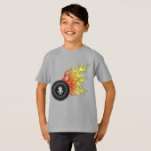 T-shirt Flammes de roue crânienne (Devant entier)