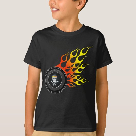 T-shirt Flammes de roue crânienne (Devant)