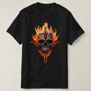 T-shirt Flammes Du Crâne De Musique Rock Et Roll De Métal 