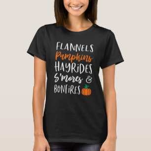 T-shirt Flannel Citrouille Épice Hayrides Et Bonfires