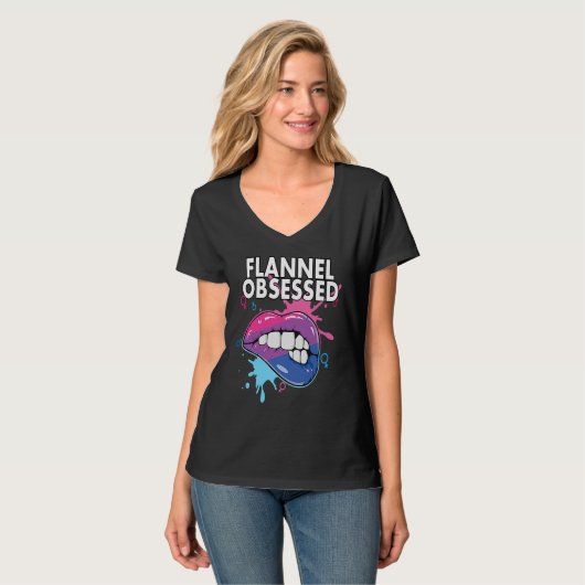 T-shirt Flannel Obsessed Bisexual Rainbow Pride Bisexualit (Devant entier)