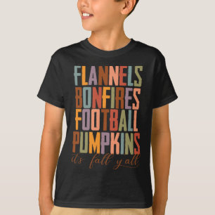 T-shirt Flannels Bonfires Footbyll Citrouilles It's Fall Y