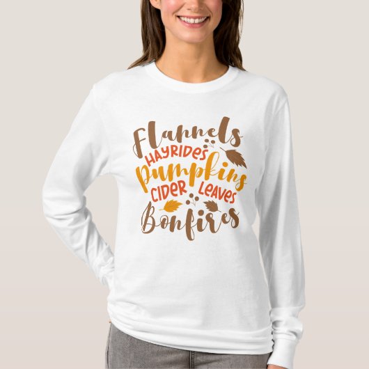 T-shirt Flannels Hay Rides Citrouille cidre Feuilles Bonfi (Devant)