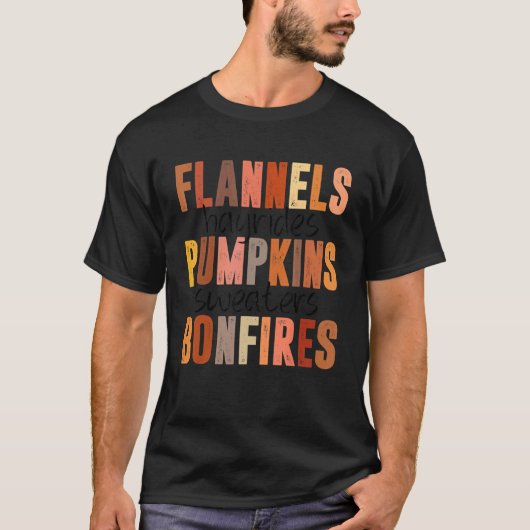 T-shirt Flannels Hayrides Chandails Citrouille Bonfires Au (Devant)