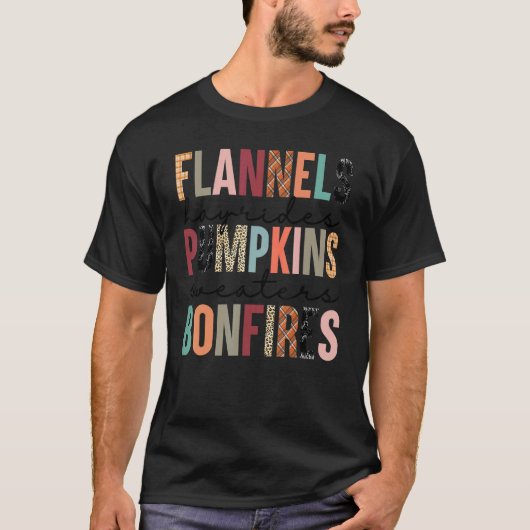 T-shirt Flannels Hayrides Chandails Citrouille Bonfires Pl (Devant)