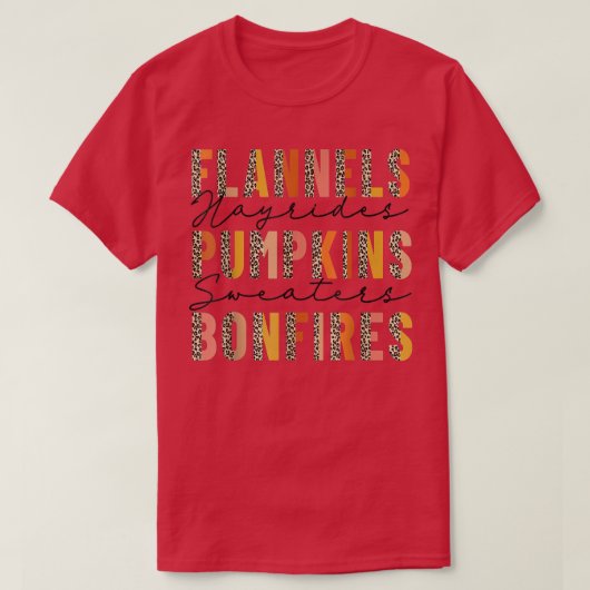 T-shirt Flannels Hayrides Chandails Citrouille Bonfires Re (Design devant)
