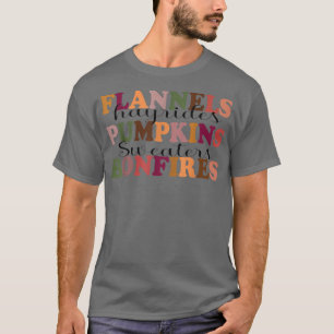 T-shirt Flannels Hayrides Citrouilles Automne Vibes Automn