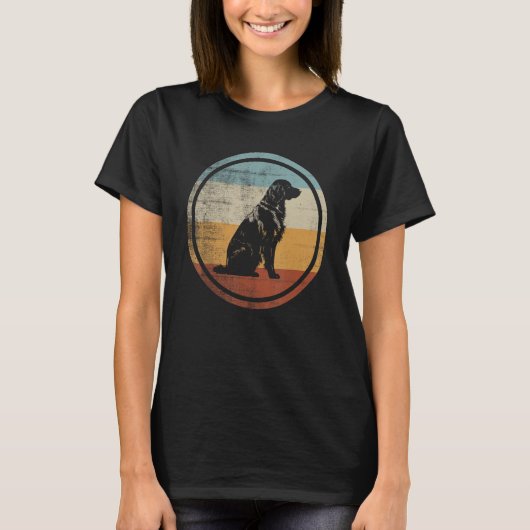 T-shirt Flat Coated Retriever Dog Retro Style (Devant)