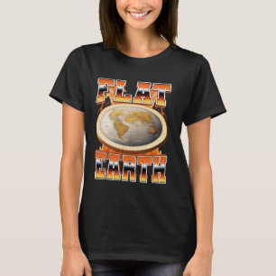 T-shirt Flat Earth Conspiracy Theory Flames 90s Bootleg St