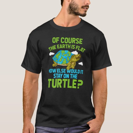 T-shirt Flat Earth Society Turtle Elephants Hommes Femmes (Devant)