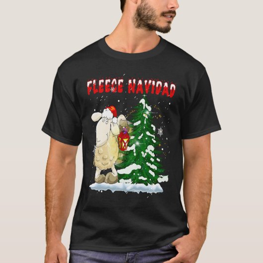 T-shirt Fleece Feliz Navidad Cute-Sheep Christmas (Devant)