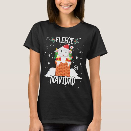 T-shirt Fleece Feliz Navidad Cute Sheep Noël (Devant)
