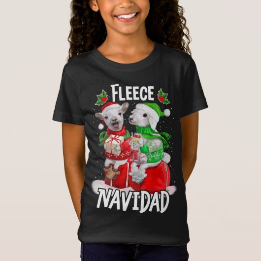 T-Shirt Fleece Feliz Navidad Funny Cute Sheep Noël (Devant)