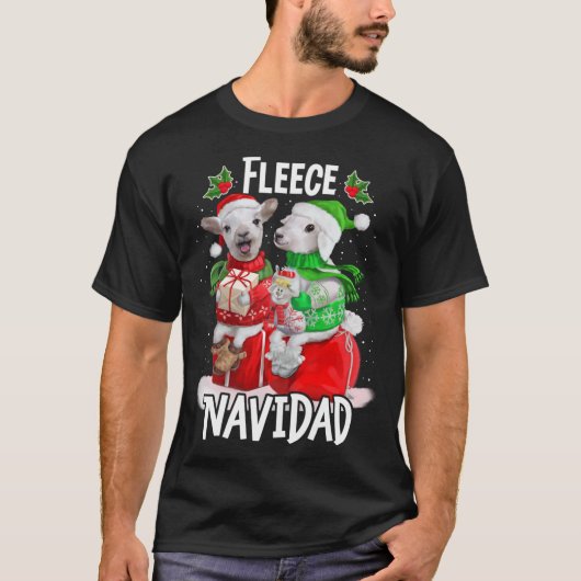 T-shirt Fleece Feliz Navidad Funny Cute Sheep Noël (Devant)