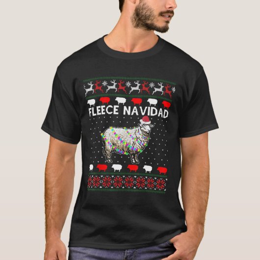 T-shirt Fleece Feliz Navidad Funny Mignonne Moutons Noël U (Devant)