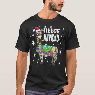 T-shirt Fleece Feliz Navidad Llama Chaîne de Noël Lumières