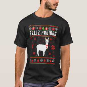 T-shirt Fleece Feliz Navidad Llama Christmas migna Llama U