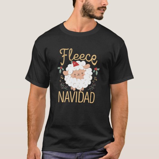 T-shirt Fleece Feliz Navidad Llama Christmas Sheep Funny C (Devant)