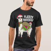 T-shirt Fleece Feliz Navidad Sloth Riding Llama Christmas (Devant)