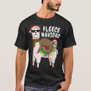 T-shirt Fleece Feliz Navidad Sloth Riding Llama Christmas 