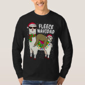 T-shirt Fleece Feliz Navidad Sloth Riding Llama Christmas (Devant)