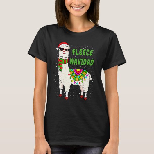 T-shirt Fleece Navidad Christmas Llama Xmas Femmes Enfant (Devant)