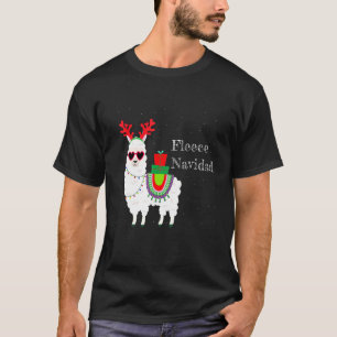 T-shirt Fleece Navidad Feliz Llama Cute Alpaca Noël F