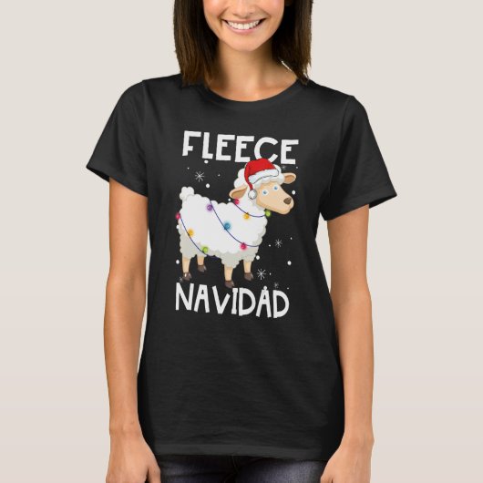 T-shirt Fleece Navidad Feliz Moutons Lumières Noël Pajam (Devant)