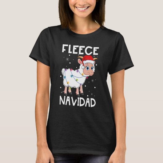 T-shirt Fleece Navidad Feliz Moutons Lumières Noël Pajam (Devant)