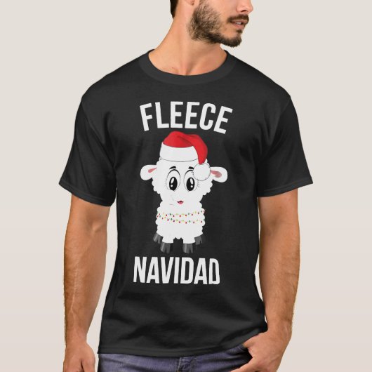 T-shirt Fleece Navidad Funny Noël mignon agneau mouton (Devant)