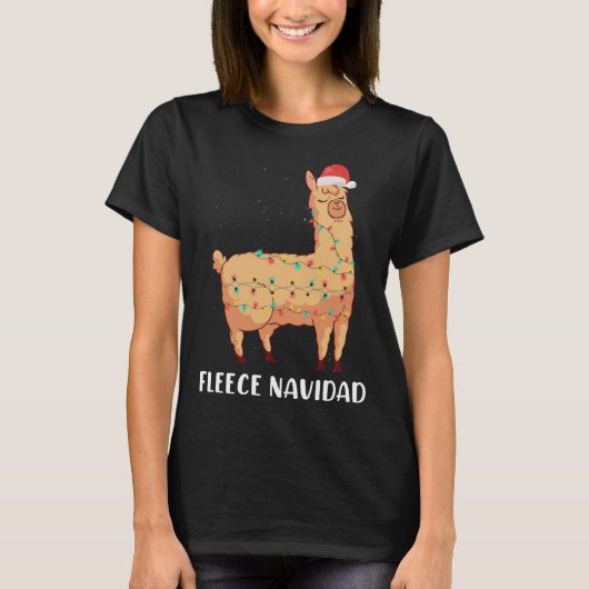 T-shirt Fleece Navidad Holiday Christmas Llama Alpaca (Devant)