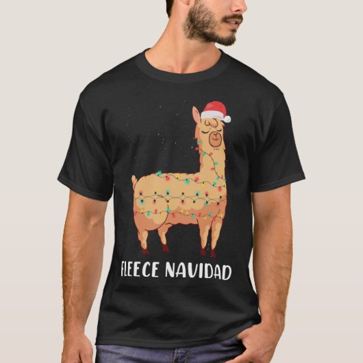 T-shirt Fleece Navidad Holiday Christmas Llama Alpaca (Devant)