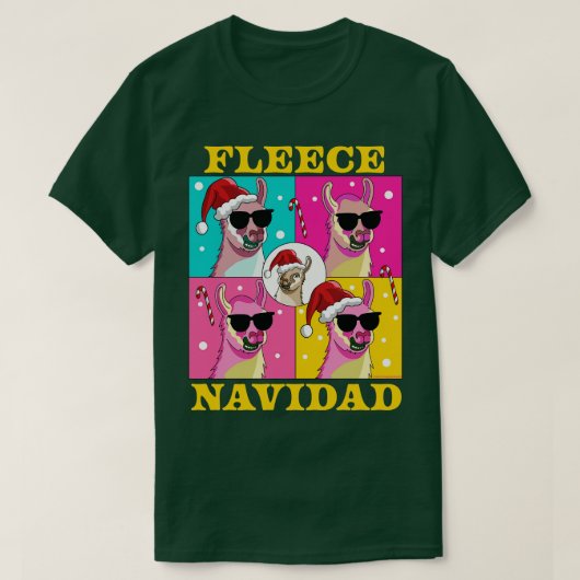 T-shirt Fleece Navidad Llama Feliz Navidad Funny Noël (Design devant)