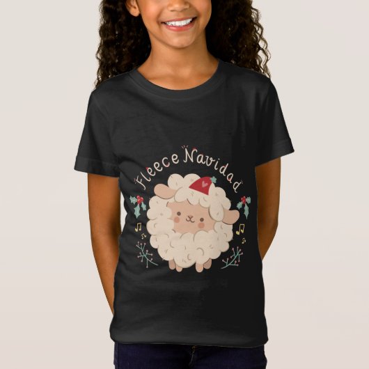 T-Shirt Fleece Navidad, mignon mouton de Noël (Devant)